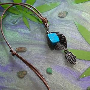 Red copper & Turquoise pendant